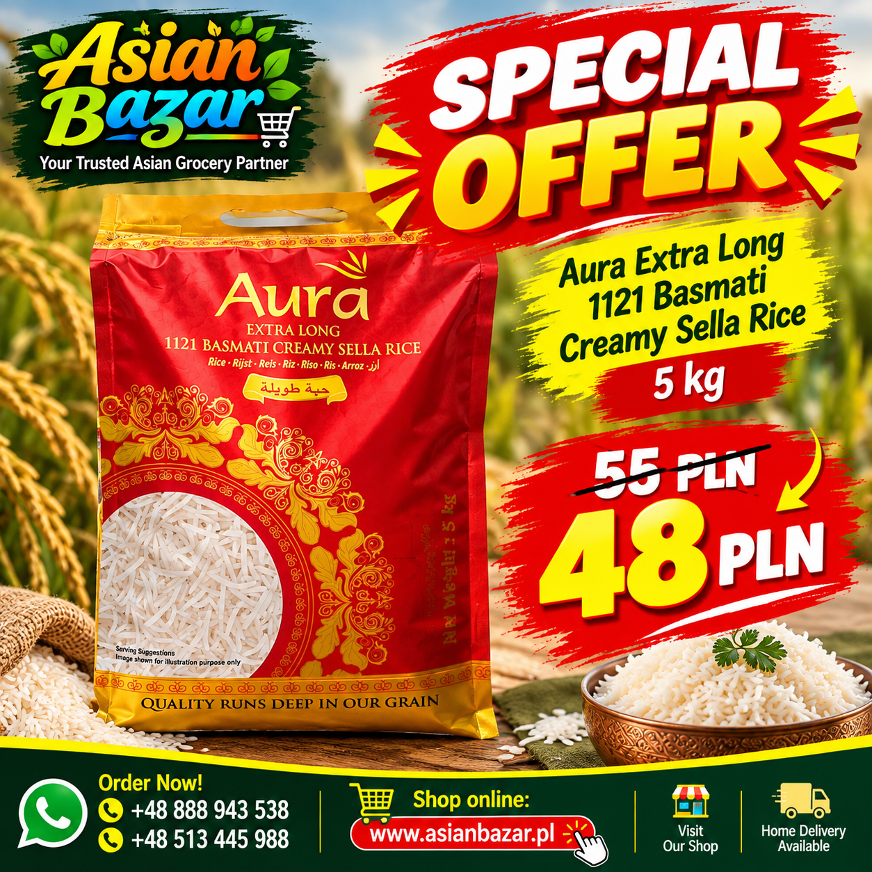 Rice basmati sella 5kg Aura